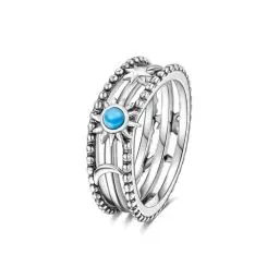 Produktbild: QIKAOLA Sterling Silber Ringe für Frauen Bunte Statement Ringe Cubic Zirkonia Ringe Stapelbar Vintage Ringe Ringe Größe 6-9