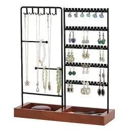 Produktbild: QILICZ Schmuckständer Schmuckhalter Kettenhalter, schwarz 5-Tier Ohrringständer Schmuckbaum Kettenständer Uhrenständer Ohrringhalter Schmuckaufbewahrung für Ringe, Ohrringe, Armbänder