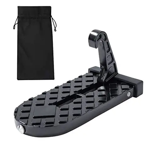 Produktbild: QIMEI-SHOP Auto Pedal Türstufe Klappleiter Auto Türpedal mit Sicherheitshammer für Einfachen Zugang zur Autodachspitze Dachzahnstange SUV Jeep RV Unterstützt bis zu 180 kg