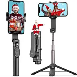 Produktbild: QIMIC Selfie Stick Stativ, 1 Achsen Gimbal Smartphone Stabilisator mit Fernbedienung und 920 mAh Akku, Quick Auto Balance Gimbal Handy Stativ kompatibel mit iPhone & Android