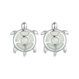 Produktbild: Qings Schildkröten Ohrringe 925 Sterling Silber Klein Blau Meeresschildkröte Tier Ohrstecker Nachtleuchtende Turtle Schmuck Muttertag Weihnachten Geburtstag Geschenke für Damen Mädchen Teenager