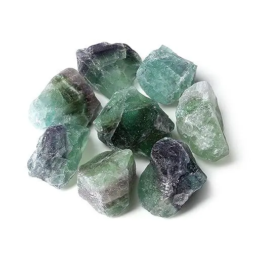 Produktbild: QINJIEJIE 100% Großes Fluorit Rohsteine Premium Wassersteine Kristalle Steine 4 Stück Natursteine Heilsteine set 2