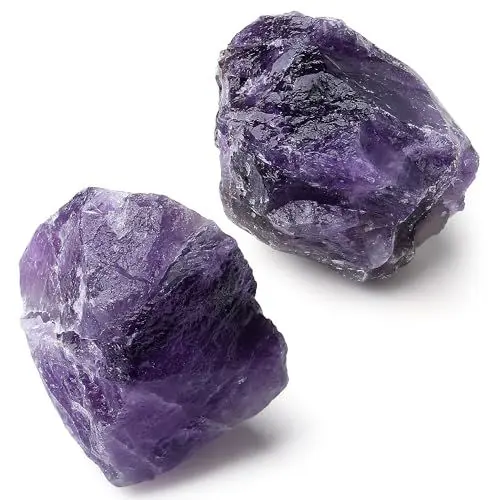 Produktbild: QINJIEJIE Amethyst Große Kristall Rohstein 2 Stück 100% Natursteine Kristalle Raw Amethyst Stein Premium Wasserstein für Meditation Reiki Dekosteine