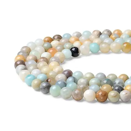 Produktbild: QINJIEJIE Amazonit Perlen zum Auffädeln 8mm Edelstein Perlen Zum Basteln 50 Stück Runde Perlen Naturstein Beads für Armbänder Erwachsene DIY Halskette Schmuckherstellung