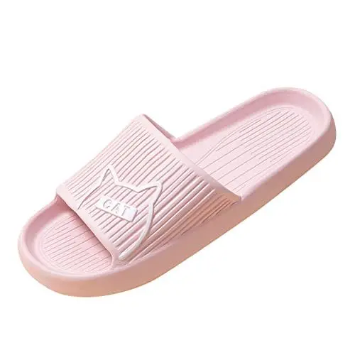 Produktbild: QINQNC Badesandalen Badesandalen Damen Badeschuhe Größe Frauen Hausschuhe Neues Muster Mode Innen- und Außenkomfort Cartoon Nette Katze Druck Bequeme Flache Cloudyzz Schlappen Badesandalen (Red, 37)