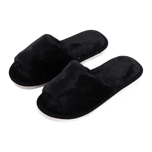 Produktbild: QINQNC Damen Memory Foam Strick Bequeme Schaum Damen Strandsandalen Hohl Casual Hausschuhe Flache Schuhe Retro Sandalen Damen Memory Foam Strick Bequeme Schaum (Black, 43)