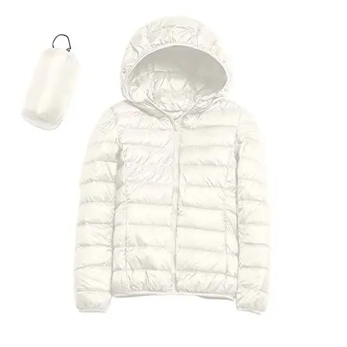 Produktbild: QINQNC Damen Puffer Wollmantel Damen Extrem Warme Frauen Warme wasserdichte Leichte Jacke Mit Kapuze Winddichter Wintermantel Mit Recycelter Isolierung Winter Women Outdoor Fleecejacken (White, XL)
