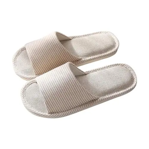 Produktbild: QINQNC Foam Runners Schläppchen Mädchen Badepantoletten Weiche Hausschuhe für Damen, offener Zehenbereich, Baumwolle, Memory-Schaum, Slip-On-Hausschuhe, Zehensandalen Klapki Meskie Cloud (Beige, 38)