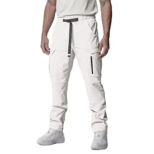 Produktbild: QINQNC Herren Camouflage Pants Herren Kniepolster Fitness-Laufhose für Männer, lockere Taille, einfarbige, lose Jogginghose Men's Elastischer Bund Slim Fit Athletic (White, S)