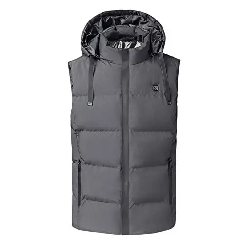 Produktbild: QINQNC Herren Camouflage Parka Men Fellkragen Reißverschluss Warme Kapuzenjacke Outdoor Solid Active Herren mit Taschen Beheizt Waschbar Mantel Weste Herren Mäntel & Herren Relaxed Fit (Grey, M)