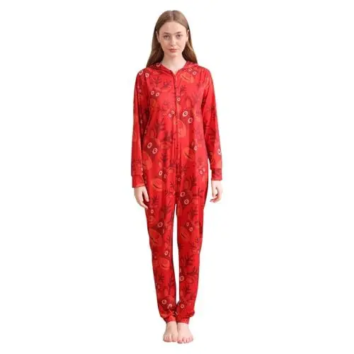 Produktbild: QINQNC Herren Damen Kinder Familie Paar Familie Mama-Outfit, passendes Familien-Rentier-Outfit für Eltern und Kinder Herren Damen Kinder Kuschelig Matching (Red, XL)