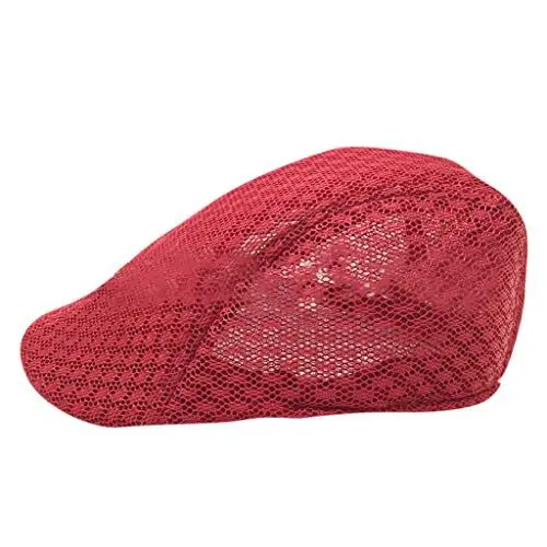 Produktbild: QINQNC Herren Größenverstellung Baseballkappe Damen Cap Herren Leinen und Mesh Damen Atmungsaktiv Bequeme Baskenmützen Baseballmützen Unisex Leicht Abwaschbar Kappe Damen Sport Kappe (Red, One Size)