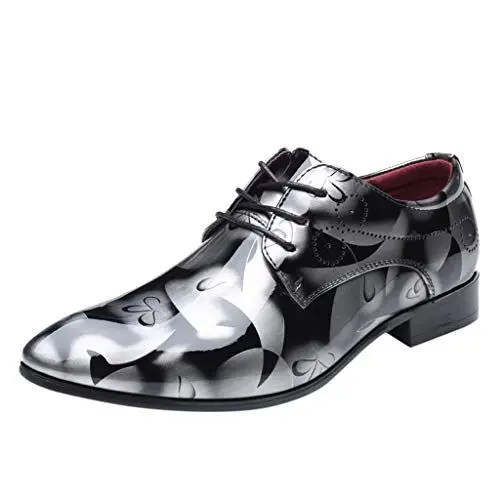 Produktbild: QINQNC Herren Leather Chunky Plateauschuhe Herren Casual Men 's Mode spitz itzige helle Spitze up Hochzeit Schuhe Geschäftsschuhe Herren Leichte Kurzschaft Stiefel Herren Winter (Grey, 41)