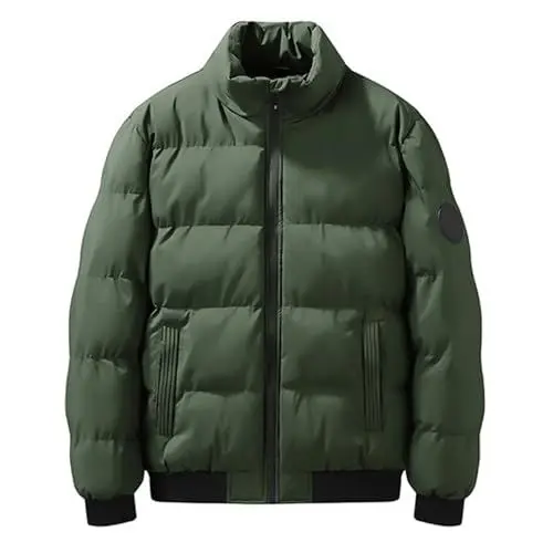 Produktbild: QINQNC Herren Softshell Mantel Herren Casual Kurzmantel Einfarbiger Reißverschluss für Herren im und Winter mit doppelter Seitentasche, verdickter Warmer Herren Relaxed Fit Daunenmantel (Green, XXXL)