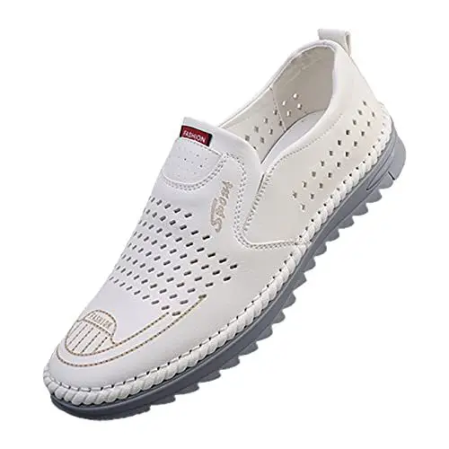 Produktbild: QINQNC Herren Sport Bequemschuhe Herren Running 2023 Außenhandel Casual männer Schuhe Trend Ausschnitt Blank Schuhe Atmungsaktive Herren Business Handgemachte Men's Classic Schuh Herren (White, 44)