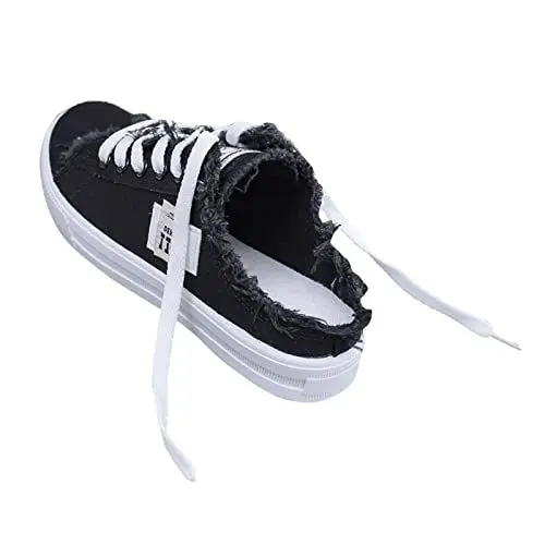 Produktbild: QINQNC Madchen Elegant Tuenschuhe Damen Grau Mode Segeltuchschuhe für Frauen Freizeitschuhe Frauen Flache Segeltuchschuhe Men Canvas Sneaker Erwachsene Retro Braune (Black, 37)