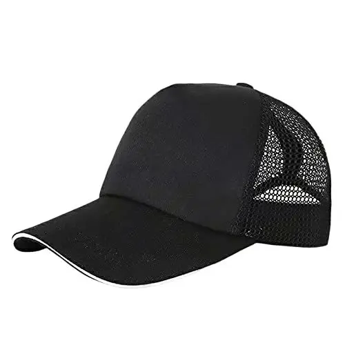 Produktbild: QINQNC Manner Wooly Combed Mützen Herren Und Damen Einfarbige Netzkappe für Kinder, Baseballmütze, Sonnenblende, Schirmmütze Männer Camouflage Baseballkappe Herren Und Damen (Black, One Size)