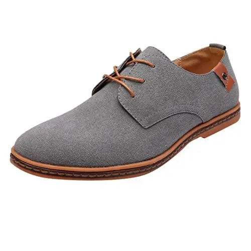 Produktbild: QINQNC Men Bequem Extra Weite Braune Trachtenschuhe Herrenmode Casual Solid Lace Up Oxfords Lederschuhe Herren Business Schuhe Herren Bequem Spitze Fitnessschuhe Herren Slip In (Grey, 48)