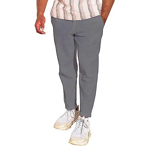 Produktbild: QINQNC Men Gefütterte Laufhose Herren Kniepolster Lose gerade Hosen für Herren, Freizeithosen, atmungsaktive Herrenhosen, lockere Hosen Herren Breite Tarnhose Men's Loose Fit Baumwolle (Grey, M)