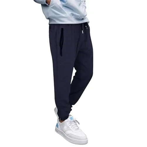 Produktbild: QINQNC Men Gefütterte Laufhose Herren Kniepolster Modische, lässige Herren-Leggings mit lockerer Passform, Sporthose, Hygienehose, Reißverschlusstaschen Herren Breite Tarnhose Men's Loose (Navy, L)