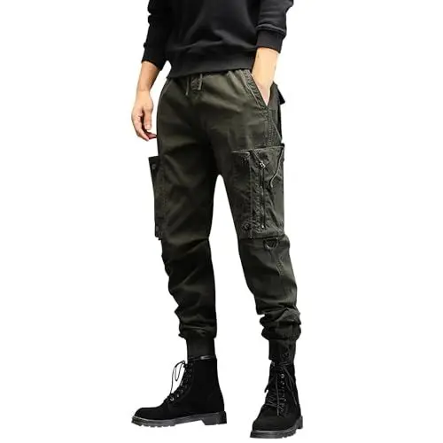 Produktbild: QINQNC Men's Kniepolster Gefütterte Taktische Cordhose Lockere Jeanshose Cargo Mode Größe Casual Herren Gerade Große Herrenhose Herren Camp Laufhose Male Sport Kleidung Manner (Green, XXXL)
