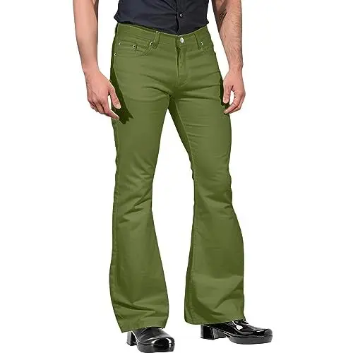 Produktbild: QINQNC Men's Kniepolster Jeans Herren Gefütterte Chino Mode für Herren, lässig, einfarbig, Taschenanzug, Hose, Schlaghose, Freizeithose Manner Reißverschluss Pants Herren Athletic Hosen (AG, XXL)