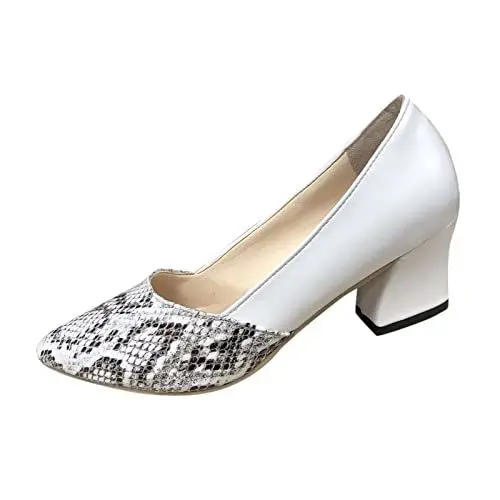 Produktbild: QINQNC Wildling Schuhe Damen Wide Fit Sandalen Damen Schuhe Frühlingsmuster Heels Hohe Und Elegante Zehe Damen High Heels Clogs Damen H123456 Herren Sandalen 42 (White, 38)