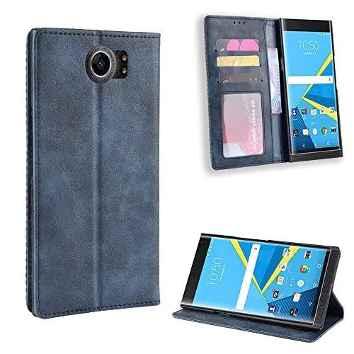 Produktbild: QiongniAN Hülle für BlackBerry Priv, Leder, Dünne Hülle mit Ständer, Blue