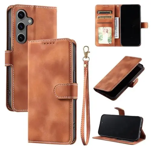 Produktbild: QiongniAN kompatibel mit Samsung Galaxy A24 4G Hülle Leder,PU Leder Flip schützende Handytasche kompatibel mit Samsung Galaxy A24 4G Handyhülle Brown