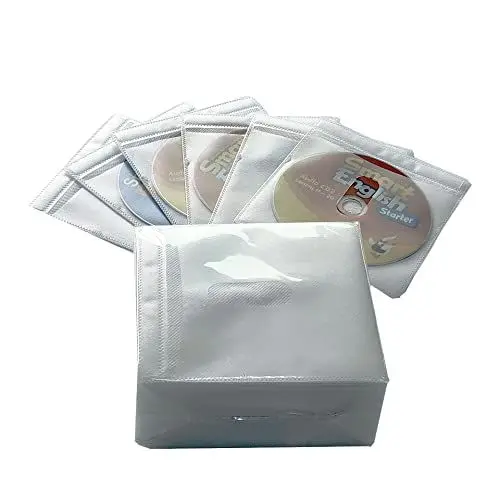 Produktbild: Qirc 100 Stück CD-DVD-Schutzhüllen, Doppelseitige Standard-Kunststoffhülle für CD, für CD- und DVD-Aufbewahrungsordner zur Disc-Aufbewahrung