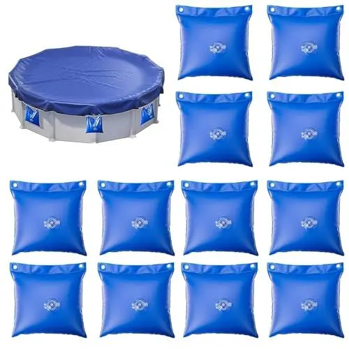 Produktbild: Qivine 12 Stück Wassersack für Poolabdeckung, 25 × 30 cm Winter Pool Abdeckplane Beschwerungssack mit Sicherheitsventil, PVC Verdickt Hängetasche für Schwimmbadabdeckung