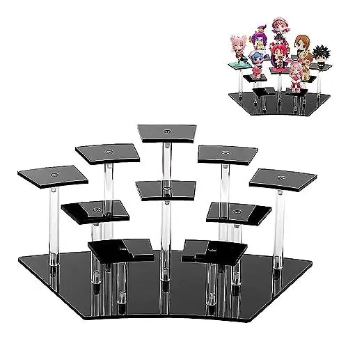 Produktbild: Qivine Parfüm Organizer Schwarz, Tischplatte Acryl Display Parfüm Ständer für Figuren, Transparente Parfüm Regal Nagellack Organizer für Schmuck, Sammlerstücke Cupcake Ständer Verkaufsständer