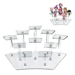 Produktbild: Qivine Acryl Riser Display Ständer, 10 Tier Runde Transparente Cupcake Halter 15,5×17,5×29,5cm Klein Make-up Schmuckständer Vitrine Display Regal für Funko Pop Figuren, Kosmetik