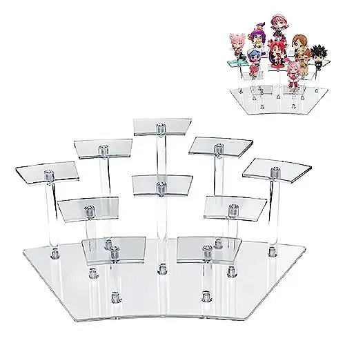 Produktbild: Qivine Acryl Riser Display Ständer, 10 Tier Runde Transparente Cupcake Halter 15,5×17,5×29,5cm Klein Make-up Schmuckständer Vitrine Display Regal für Funko Pop Figuren, Kosmetik