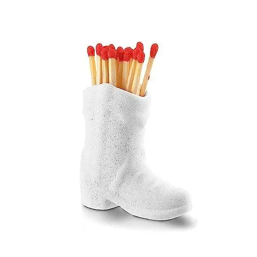 Produktbild: Qivine Streichholzschachteln, Cowboy Boot Basteln Streichholzhalter Blanko 7 x 7 x 3 cm Klein Weiß Keramik Deko Streichholzbox für Schlafzimmer Weihnachtsdekoration, ohne Streichhölzer