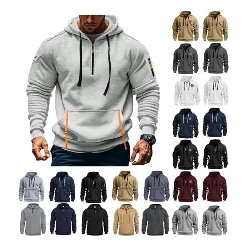 Produktbild: Qixiu Hoodie herrenWeihnachtspullover,Weihnachtspullover Herren Led,Schwarzer Hoodie Herren,Kapuzenpullover Herren Schwarz,Herren Zip Hoodie,Dünne Jacke Herren,Plüschjacke Herren,Hoody