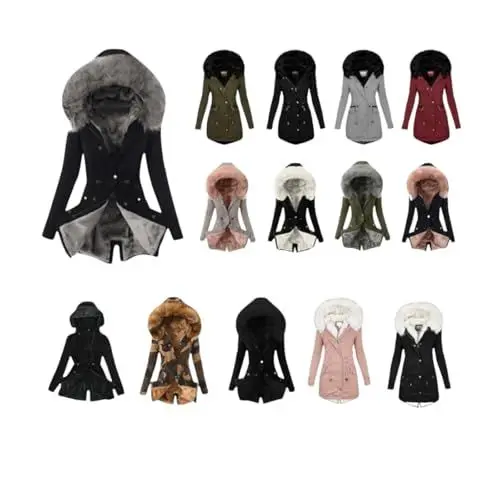 Produktbild: QI_LIANG Wintermantel Damen Mantel Damen Winter Daunenmantel Boucle-Mantel, Winterjacke Damen Warm Damen-Jacken Kurzmantel Damen Schwarz Warmer Wintermantel Damen Wintermantel Kurz Multi Xl