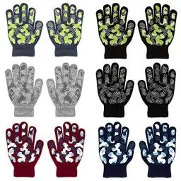Produktbild: QKURT 6 Paare Kinderhandschuhe,Voller Finger Kinder Winterhandschuhe Strickhandschuhe Geeignet für Kinder im Alter von 5 bis 13 Jahren