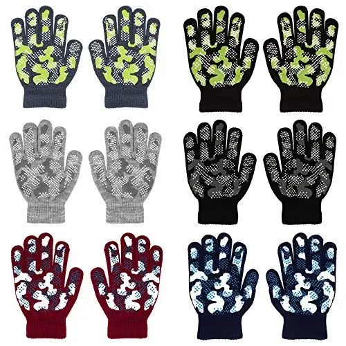 Produktbild: QKURT 6 Paare Kinderhandschuhe,Voller Finger Kinder Winterhandschuhe Strickhandschuhe Geeignet für Kinder im Alter von 5 bis 13 Jahren