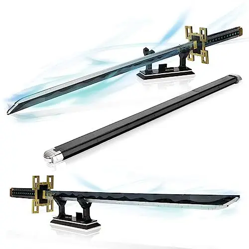 Produktbild: QLT Demon Slayer Schwert Kompatibel Mit Lego Ideas Cosplay Animes Tokitou Muichirou Katana，Klemmbausteine Bausteinen deko Geschenk für Erwachsene Jungen ab 6-16 mit Scheide Halterung（771 pcs）