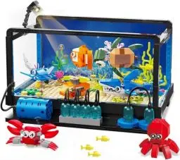 Produktbild: QLT Ideas Aquarium Fish Tank Bauspielzeug mit LED Licht, Kompatibel Mit Lego Aquarium klemmbausteine deko Einschließlich Meerestiere Geschenk für Erwachsene und Jungen Mädchen ab 8-12 Jahren(625PCS)