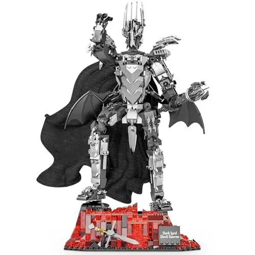 Produktbild: QLT Ideas Magic Rings Dark Lord Sauron Mech Klemmbausteine Baustein?Dämon Sauron Modell mit Leichter Magma-Basis, Sammlungsgeschenk für Erwachsene Jungen Mädchen Filmfans 8-12 (879 PCS)