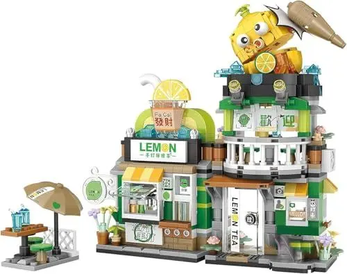 Produktbild: QLT Japan Lemon Tea Haus Mini Bausteine, MOC Creative Japanisch Toys Friends mädchen 6-12 Model Set, 796 PCS Klemmbausteine Haus Toy Gift