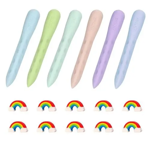 Produktbild: QMLING 16 Stück Radiergummi Kinder, Groß Dreieckradierer Grip, Weicher 2B-Radierer und 10 Mini Regenbogen Radiergummi, Dreieck Radiergummis für Schulen Büro Malerei Skizzen