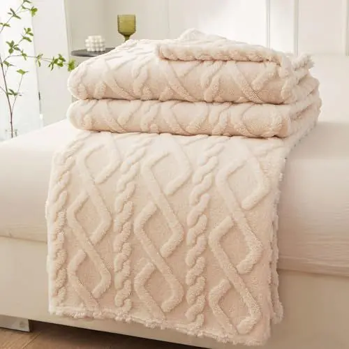 Produktbild: QOFLY Kuscheldecke Flauschig Decke weiße - Fleecedecke Warme Sofa Decken für Winter, Kuschlige Wohndecke Kinder Weich als Wohnzimmer, Cozy Blanket Klein 100x150cm Couchdecke