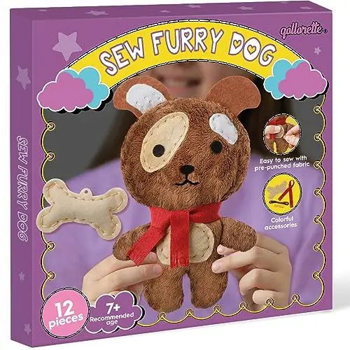Produktbild: qollorette Pelz-Nähset für Kinder, Nähen Sie Ihr Eigenes Hunde-Spielzeug, Bastelset für Kinder – Nähen und Spielen Lernen