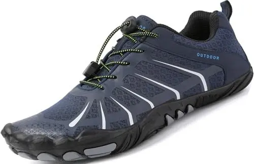 Produktbild: Qomo goose Barfußschuhe Damen Barfussschuhe Herren Fitnessschuhe Traillaufschuhe Weich Leicht rutschfest Trainingsschuhe Tragbar Breiter Zehenbox, Outdoor & Indoor(Blau 42 EU)