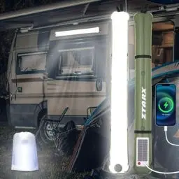 Produktbild: Qoolife LED Campinglampe Aufladbar, Faltbare Solar Camping Lampe Energienbank mit 2 Lademethoden, Wiederaufladbare Camping-Lampe mit Magnetbefestigung, wasserdicht für Camping 85 cm