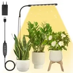 Produktbild: Qoolife Pflanzenlampe Led Vollspektrum, Grow Light für Zimmerpflanzen, Höhenverstellbar Pflanzenlicht mit Timer 3/9/12Hrs, 3 Lichter Modi, 10 Helligkeitsstufen, Ideal für kleine Pflanzen