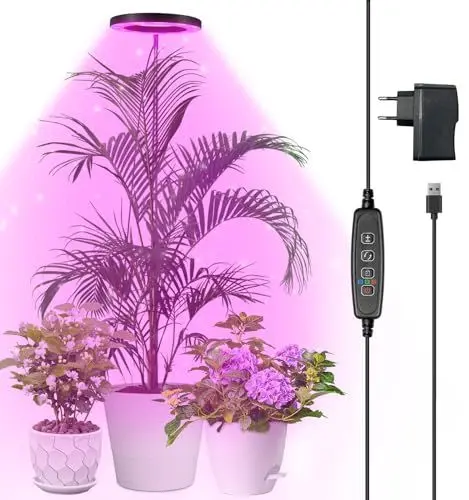 Produktbild: Qoolife Pflanzenlampe led Vollspektrum für Zimmerpflanzen, 147 CM Höhenverstellbare Pflanzenlicht mit 72 LEDs, 3 Dimmbaren Helligkeitsstufen, Zeitschaltuhr 3/9/12 Stunden für Indoor Pflanzen